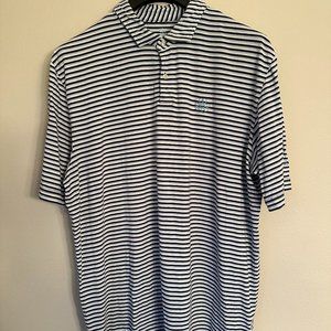 Peter Millar Polo Shirt Men's Large Blue White Seaside Wash Erin Hills Golf Logo